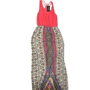 Pink Owl Pink and Multi Color Maxi Sundress